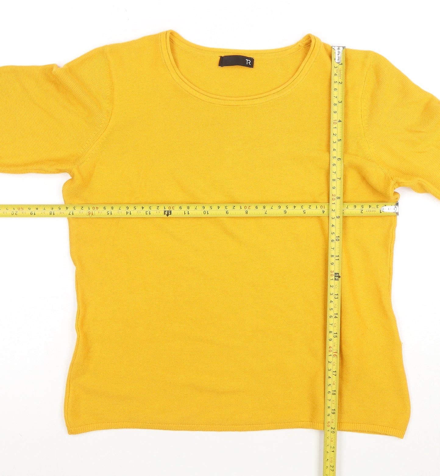 TR Women Yellow Bell Sleeve Jumper Size 10 Cotton Blend Knit