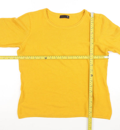 TR Women Yellow Bell Sleeve Jumper Size 10 Cotton Blend Knit