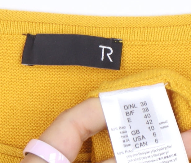 TR Women Yellow Bell Sleeve Jumper Size 10 Cotton Blend Knit