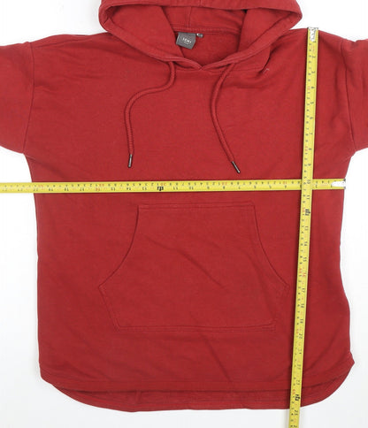 ICHI Unisex Red Pullover Hoodie Medium Regular Fit Cotton Blend