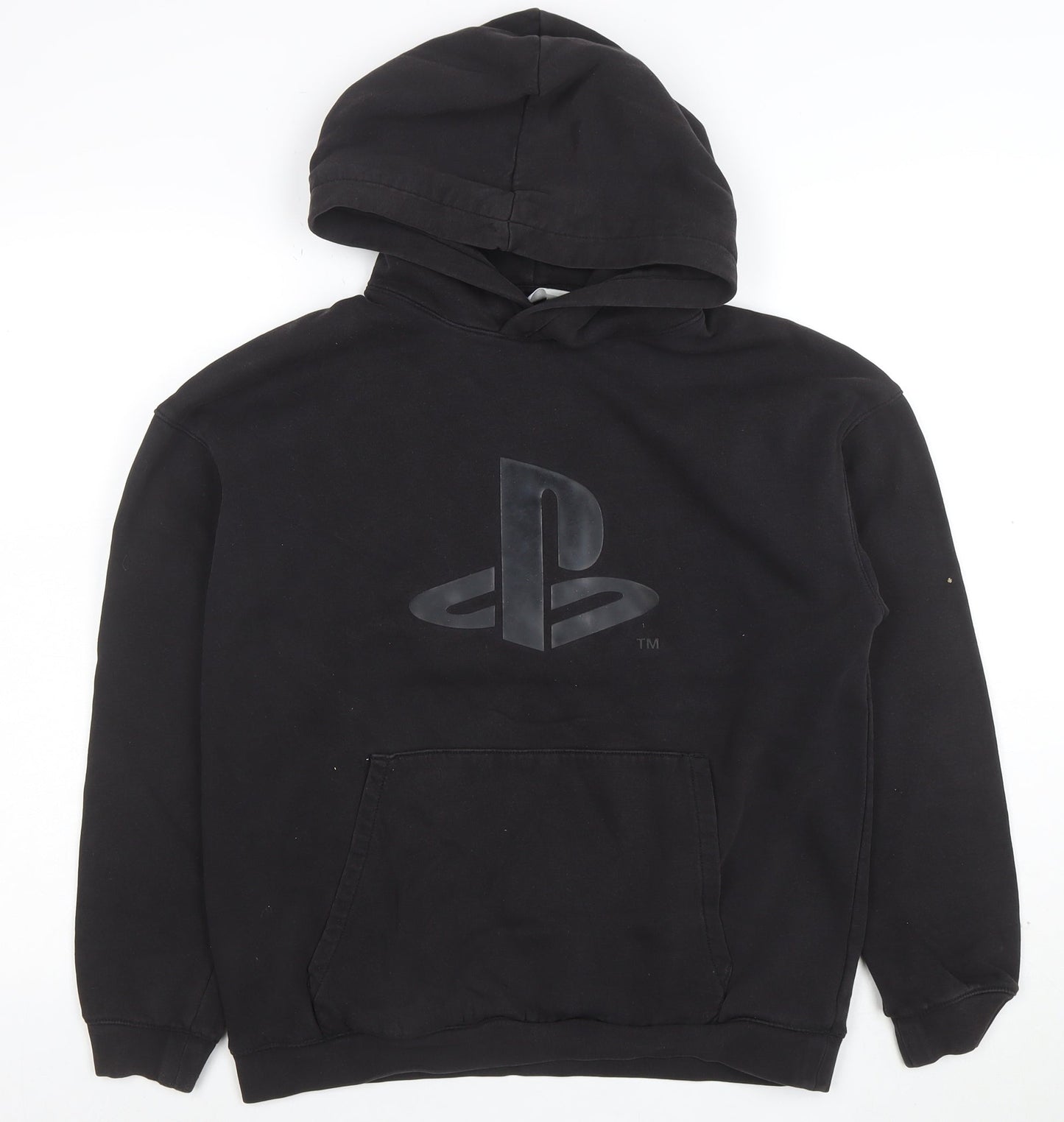 H&M Boys Black PlayStation Pullover Hoodie Size 14+ Cotton Blend