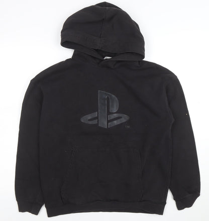 H&M Boys Black PlayStation Pullover Hoodie Size 14+ Cotton Blend