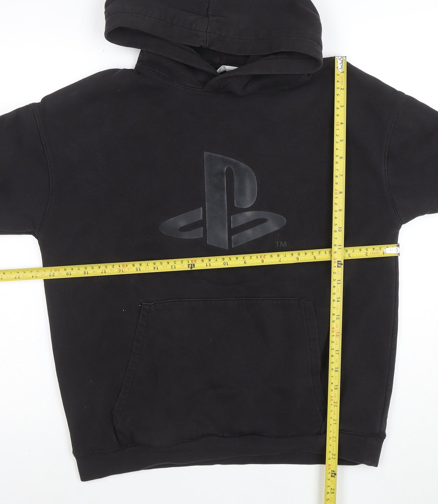 H&M Boys Black PlayStation Pullover Hoodie Size 14+ Cotton Blend