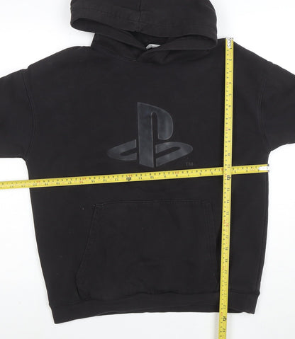 H&M Boys Black PlayStation Pullover Hoodie Size 14+ Cotton Blend