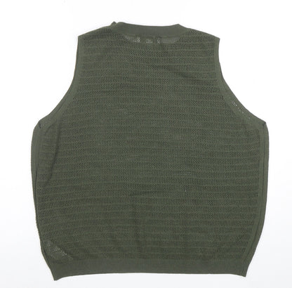 Marks and Spencer Women’s Green Open-Knit Sleeveless Vest Jumper Size L