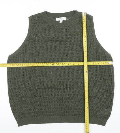 Marks and Spencer Women’s Green Open-Knit Sleeveless Vest Jumper Size L