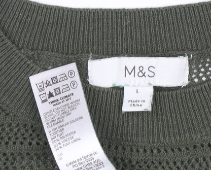 Marks and Spencer Women’s Green Open-Knit Sleeveless Vest Jumper Size L