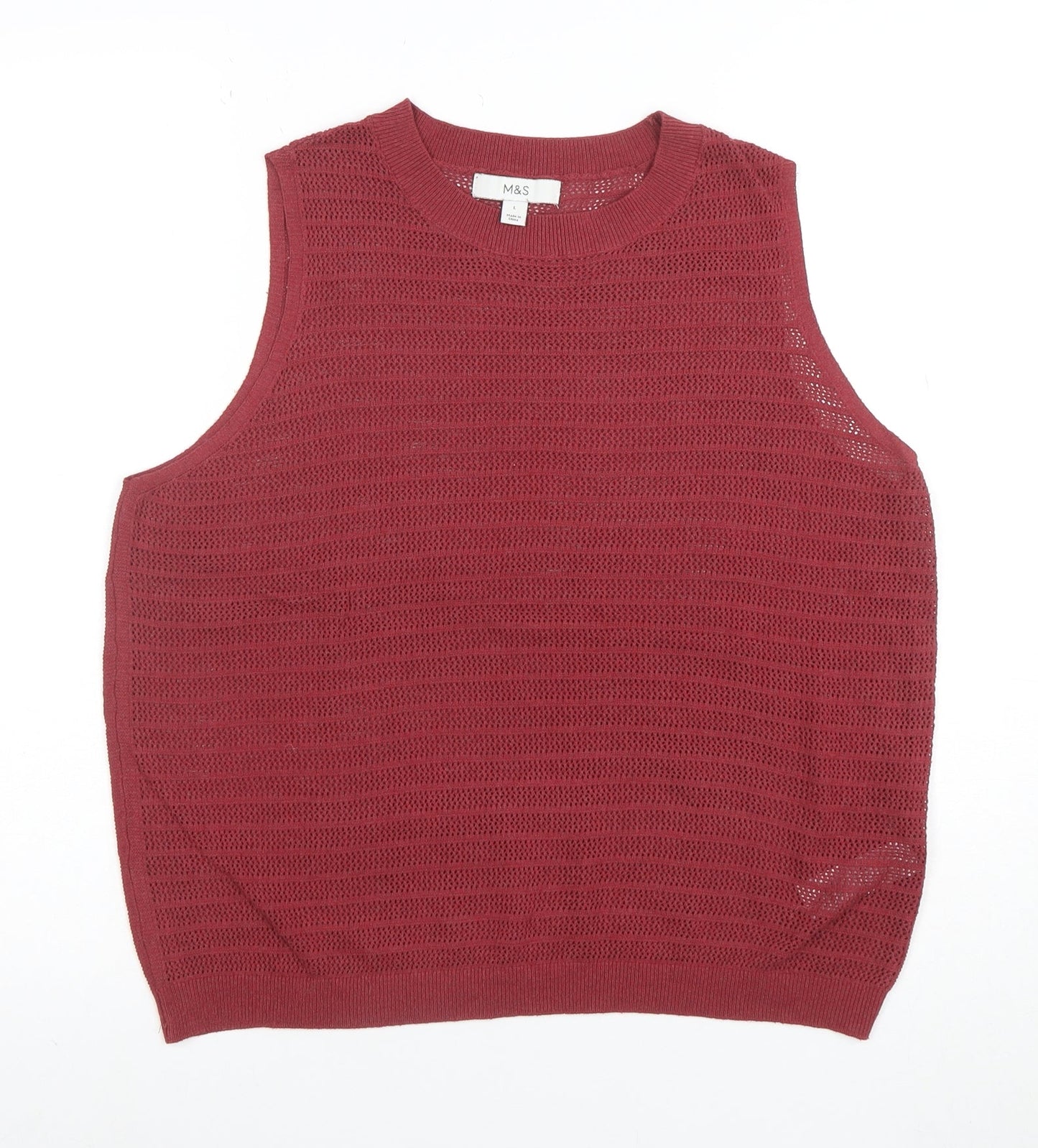 Marks and Spencer Women Red Knit Sleeveless Vest L