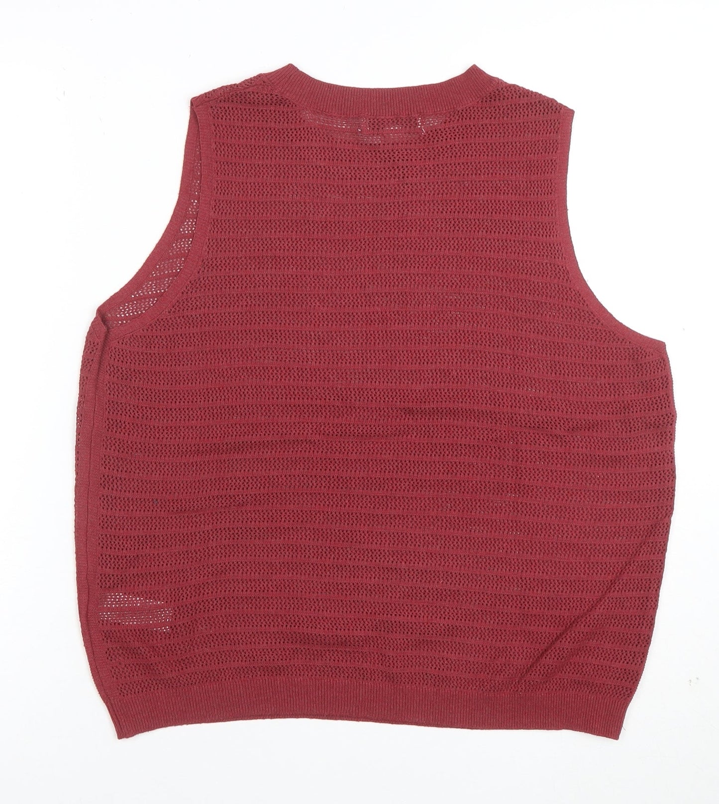 Marks and Spencer Women Red Knit Sleeveless Vest L