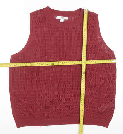 Marks and Spencer Women Red Knit Sleeveless Vest L