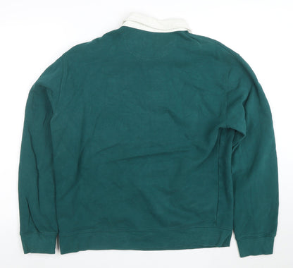 Marks and Spencer Mens Green Relaxed Fit Long Sleeve Polo M