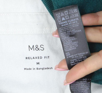 Marks and Spencer Mens Green Relaxed Fit Long Sleeve Polo M