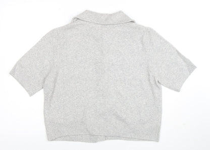 Marks and Spencer Women Grey M Cardigan Short Sleeve Button Knit