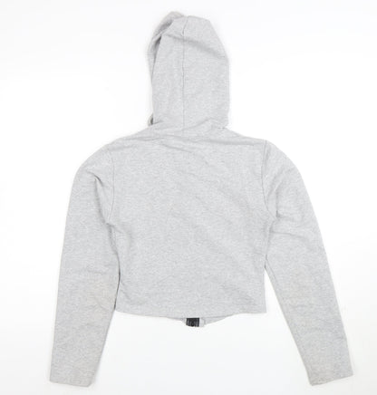Boohoo Womens Grey Full Zip Hoodie UK 8 Cotton Blend Lightweight Casual