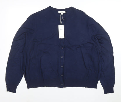 Marks and Spencer Women’s Blue Cotton Blend Crew Neck Cardigan Size 24