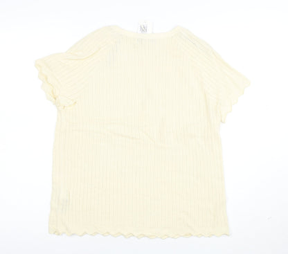 Marks and Spencer Women’s Ivory Knit Short Sleeve T-Shirt L