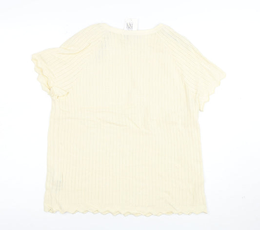 Marks and Spencer Women’s Ivory Knit Short Sleeve T-Shirt L