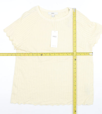 Marks and Spencer Women’s Ivory Knit Short Sleeve T-Shirt L