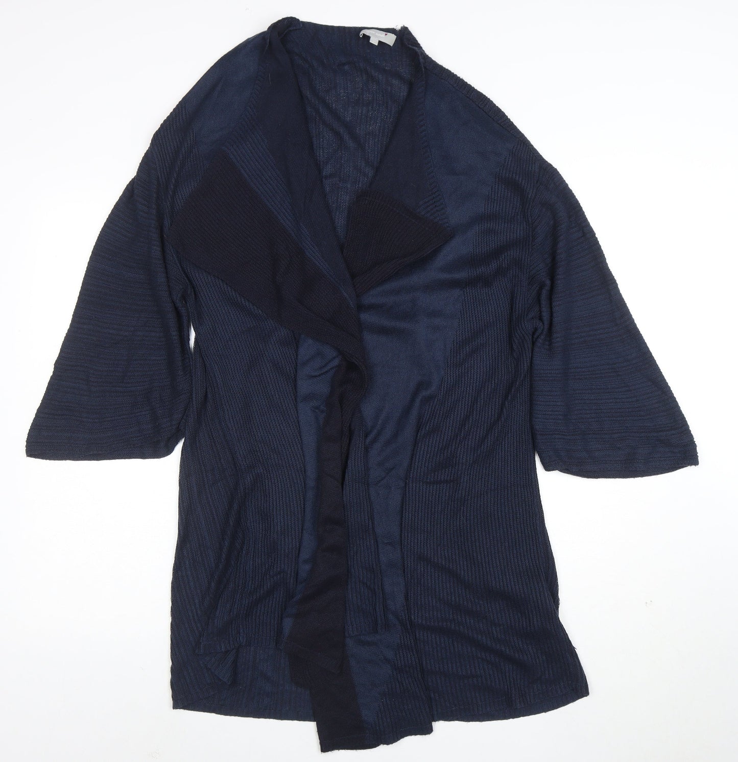 Marks and Spencer Per Una Women's Blue Knit 3/4 Sleeve Open Cardigan M