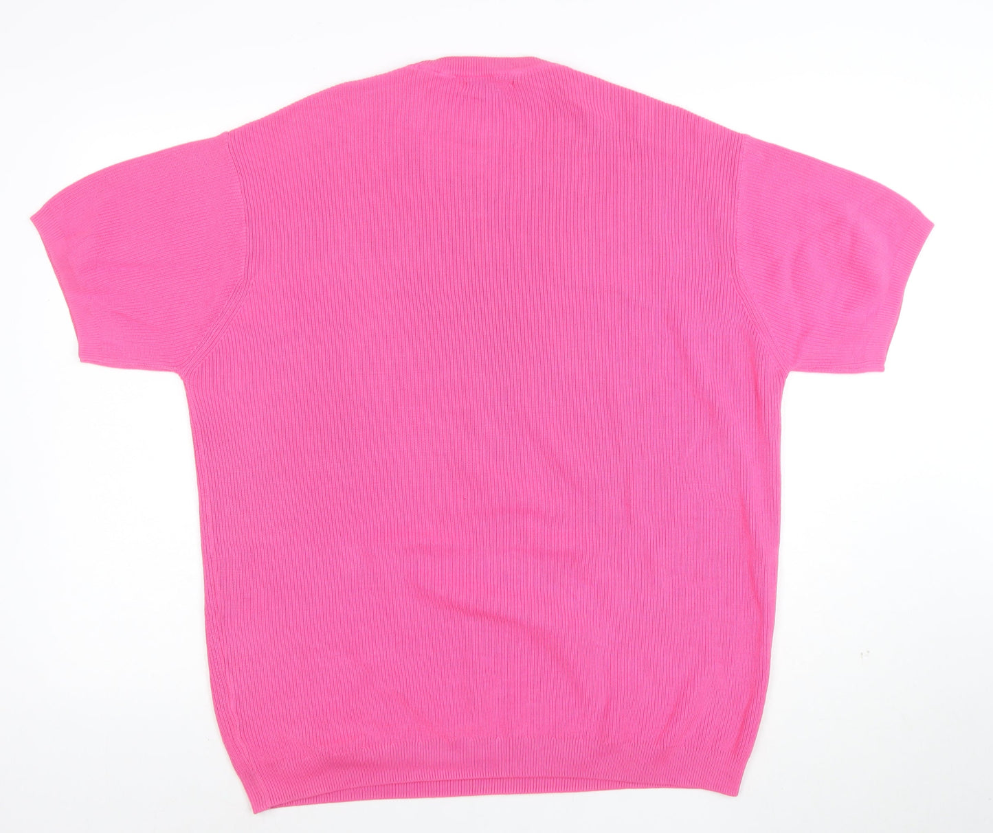 ZARA Women Pink Cotton Knit Short Sleeve T-Shirt Size L