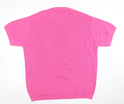 ZARA Women Pink Cotton Knit Short Sleeve T-Shirt Size L