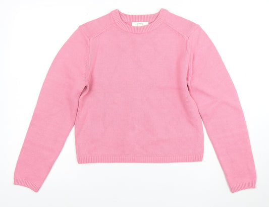 Marks and Spencer Womens Pink XS Crew Neck Cotton Jumper Knitwear
