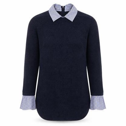 Next Women’s Blue Collared Knit Cotton Jumper Size 10
