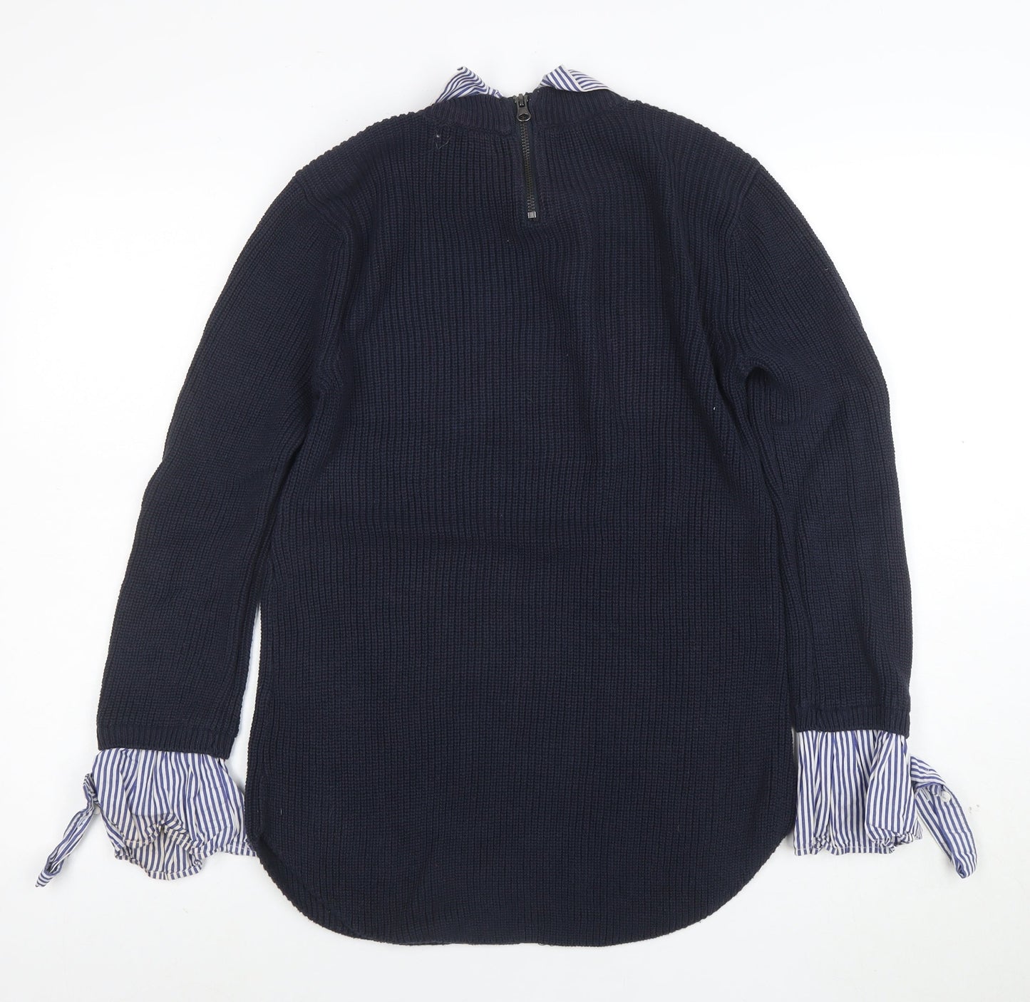 Next Women’s Blue Collared Knit Cotton Jumper Size 10