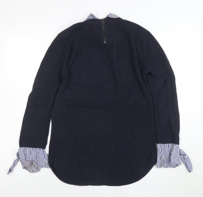 Next Women’s Blue Collared Knit Cotton Jumper Size 10