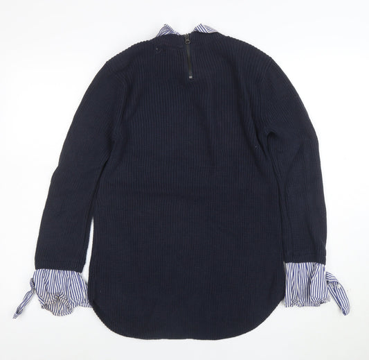 Next Women’s Blue Collared Knit Cotton Jumper Size 10