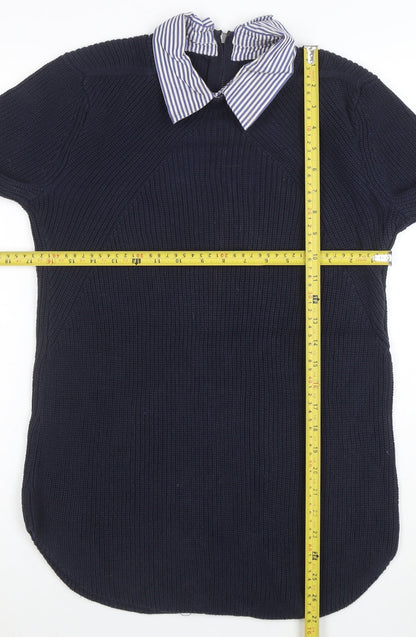 Next Women’s Blue Collared Knit Cotton Jumper Size 10