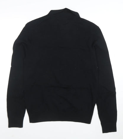 Marks and Spencer Autograph Men's Black Pure Cotton 1/4 Zip Polo S