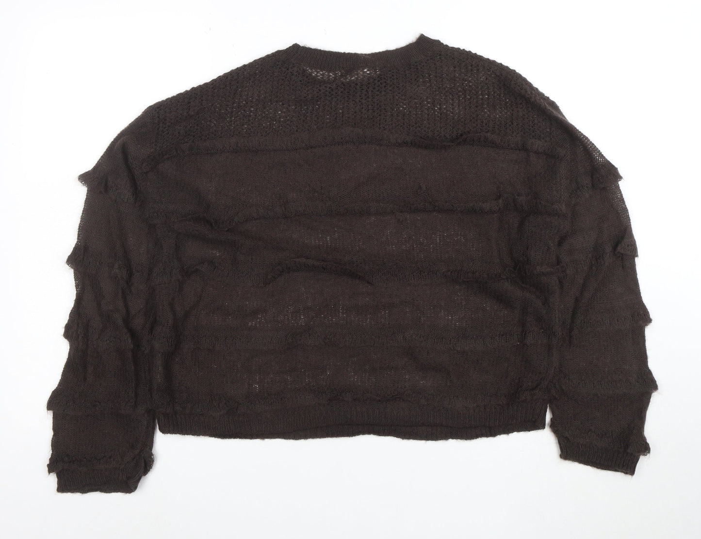 Per Una Women's Brown Mohair Blend Relaxed Open-Knit Jumper M