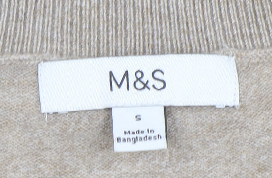 Marks and Spencer Womens Beige Ruffle Button Cardigan Size S