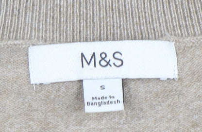 Marks and Spencer Womens Beige Ruffle Button Cardigan Size S