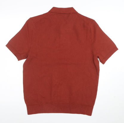 Marks and Spencer Men's Brown Cotton Polo Shirt M Short Sleeve