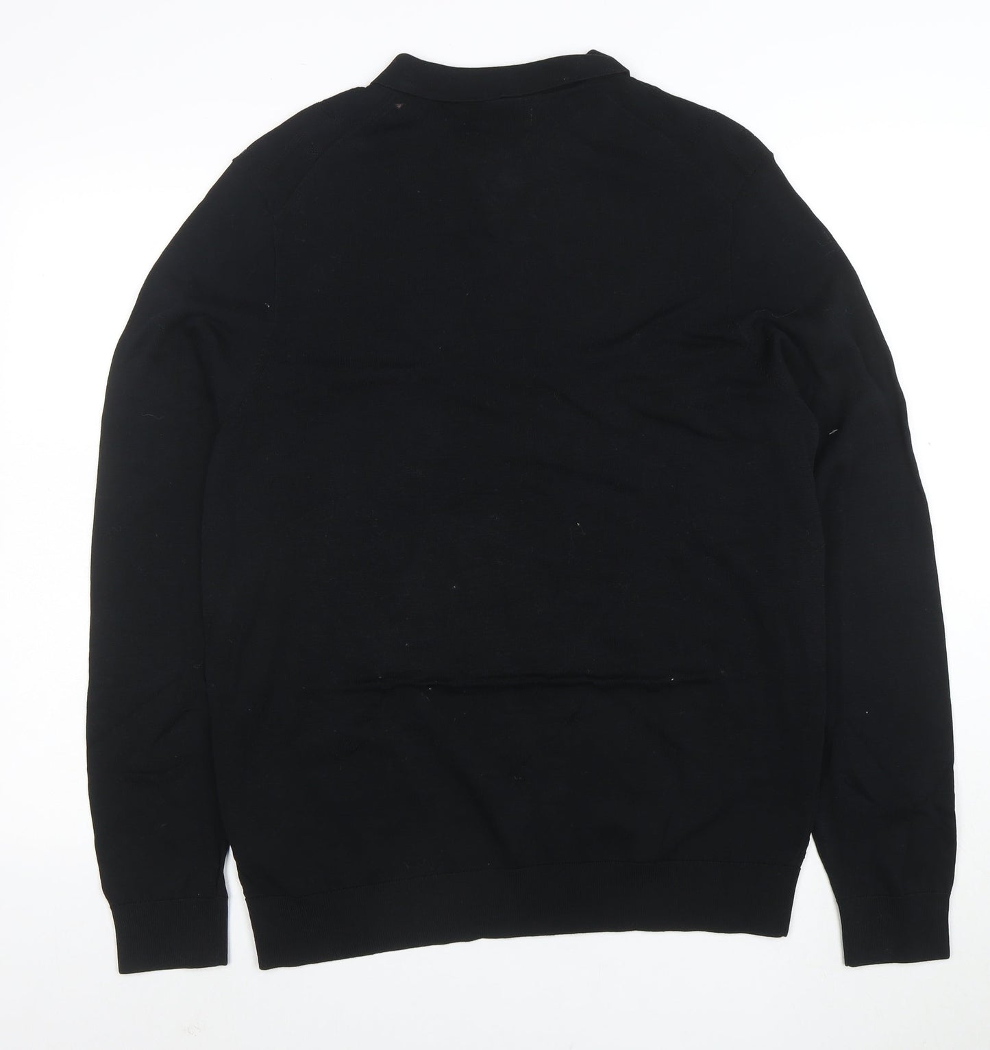 Marks and Spencer Autograph Mens Black Long Sleeve 1/4 Zip Polo L