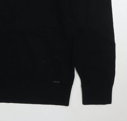 Marks and Spencer Autograph Mens Black Long Sleeve 1/4 Zip Polo L
