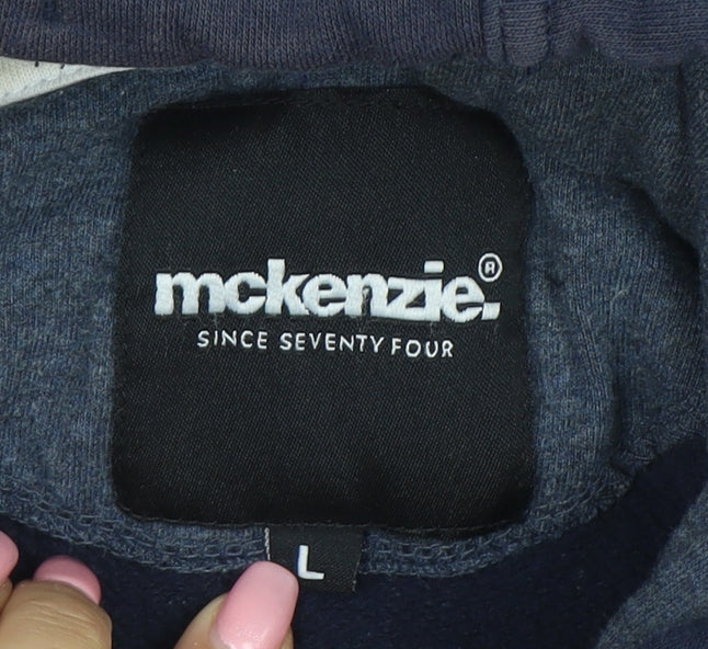 McKenzie Men's Blue Full Zip Hoodie L Classic Fleece Sweatshirt