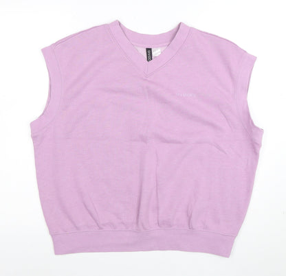 Divided Women's Purple Sleeveless V-Neck Basic T-Shirt M