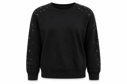 Hush Womens Black Studded Relaxed Pullover Sweatshirt Size L