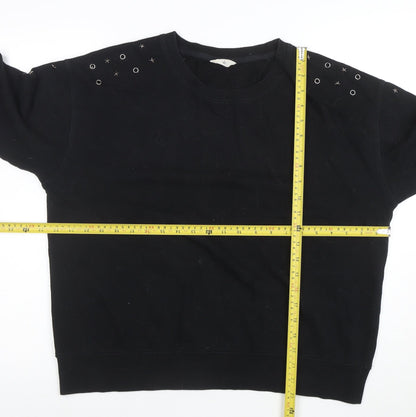 Hush Womens Black Studded Relaxed Pullover Sweatshirt Size L