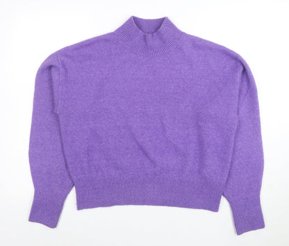 Anders Attelier Women's Purple Mock Neck Wool Blend Jumper S