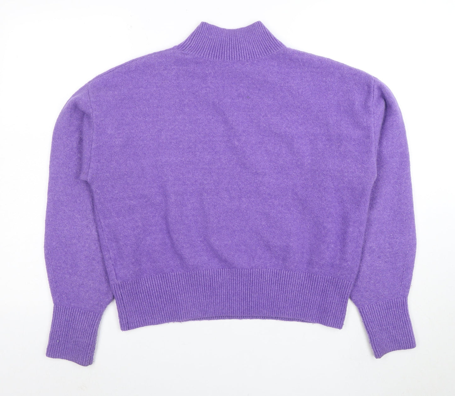 Anders Attelier Women's Purple Mock Neck Wool Blend Jumper S