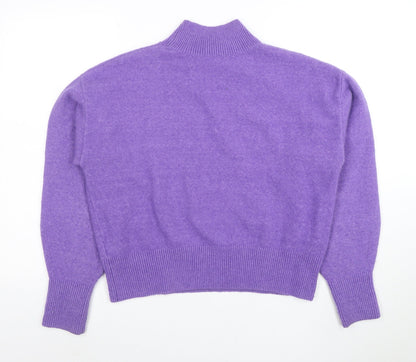 Anders Attelier Women's Purple Mock Neck Wool Blend Jumper S