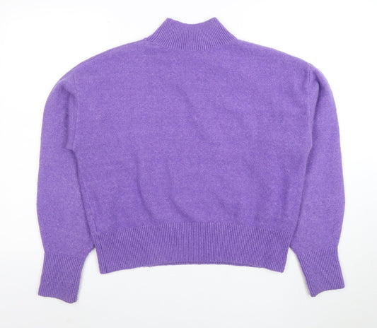 Anders Attelier Women's Purple Mock Neck Wool Blend Jumper S
