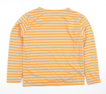 FieldCore Women's Beige Orange Striped Pullover Sweatshirt Size M