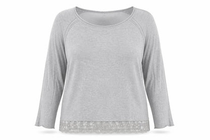 Phase Eight Women's Grey Lace Hem 3/4 Sleeve Jumper Size 18