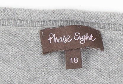 Phase Eight Women's Grey Lace Hem 3/4 Sleeve Jumper Size 18