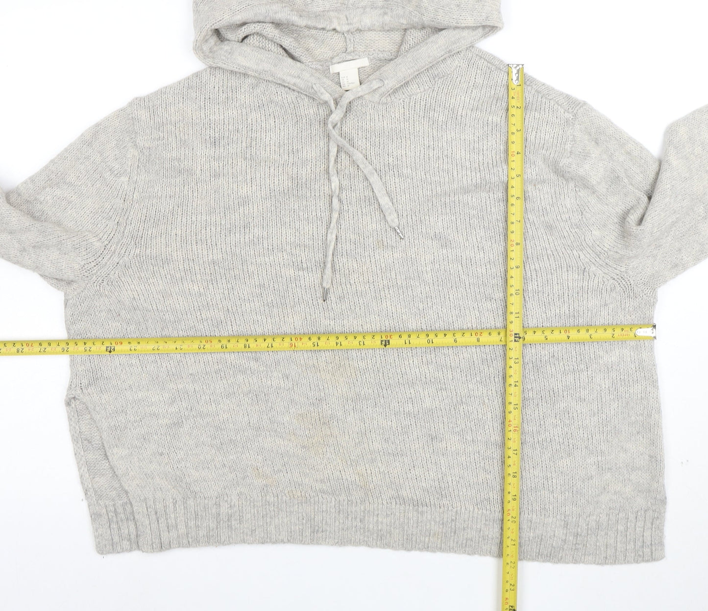 H&M Women’s Grey Hooded Wool Blend Knit Jumper Size 12 M